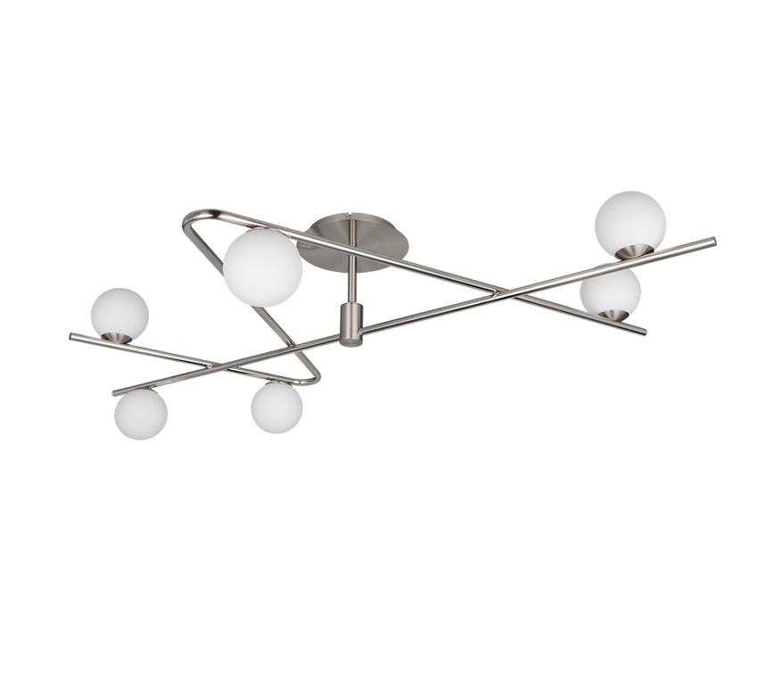 Plafón de techo Trio Flaming grande LED níquel mate 3000K 120cm 668900607