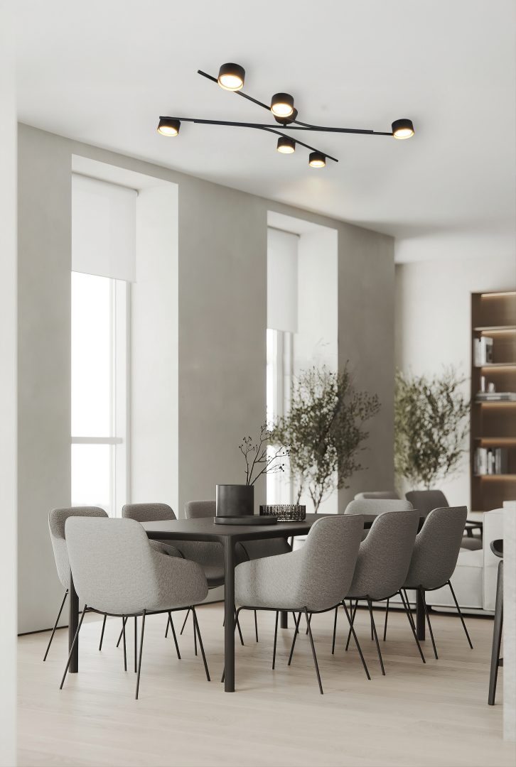Plafón de techo Trio Coda grande LED negro y dorado 2700K 113,5cm 669000680