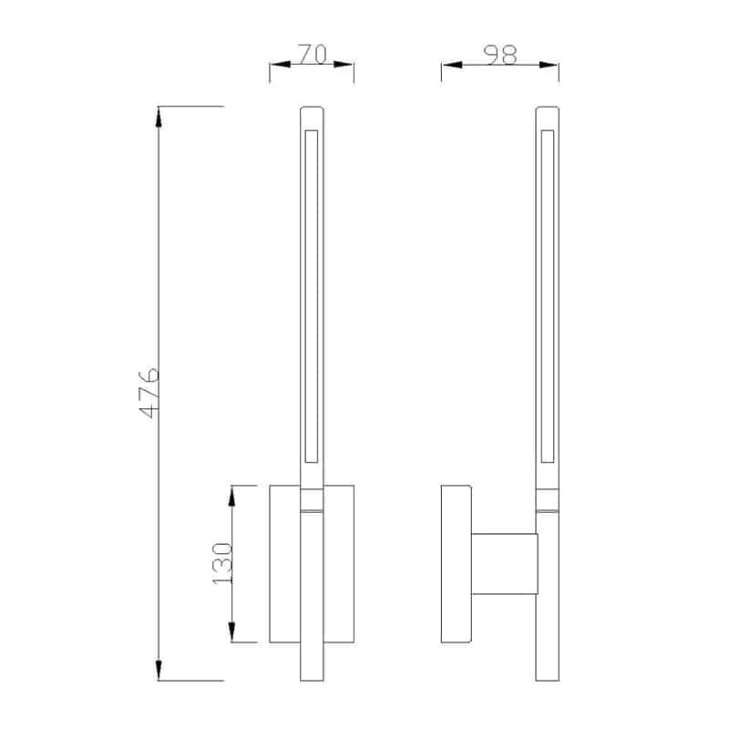 Plano de medidas - Mantra Torch Aplique LED negro 6701