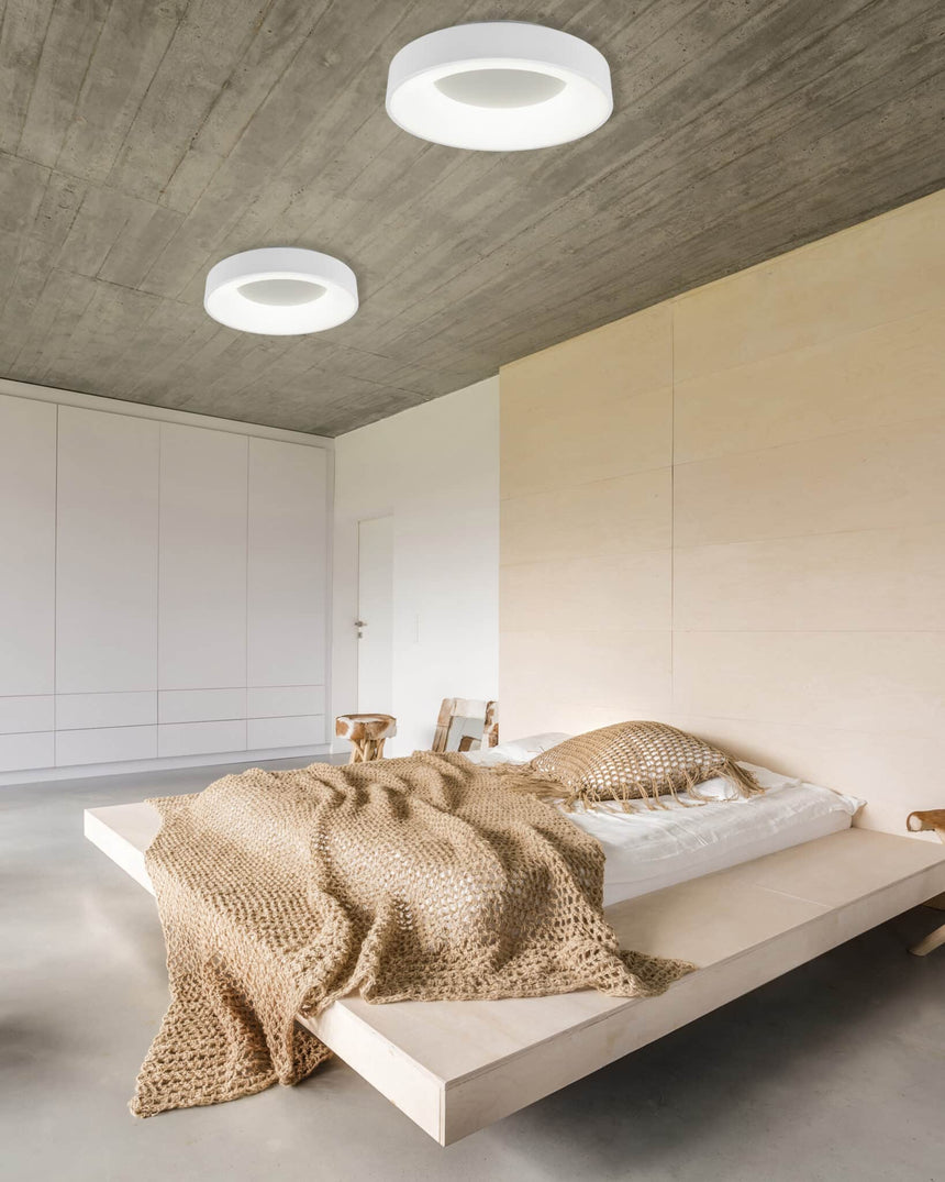 Trio Girona Plafón LED de metal estera blanca 671210131