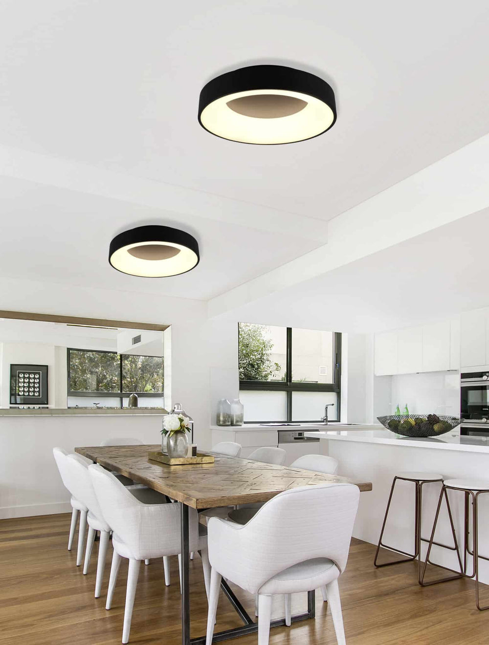 Trio Girona LED metal ceiling lamp black mat 671210132