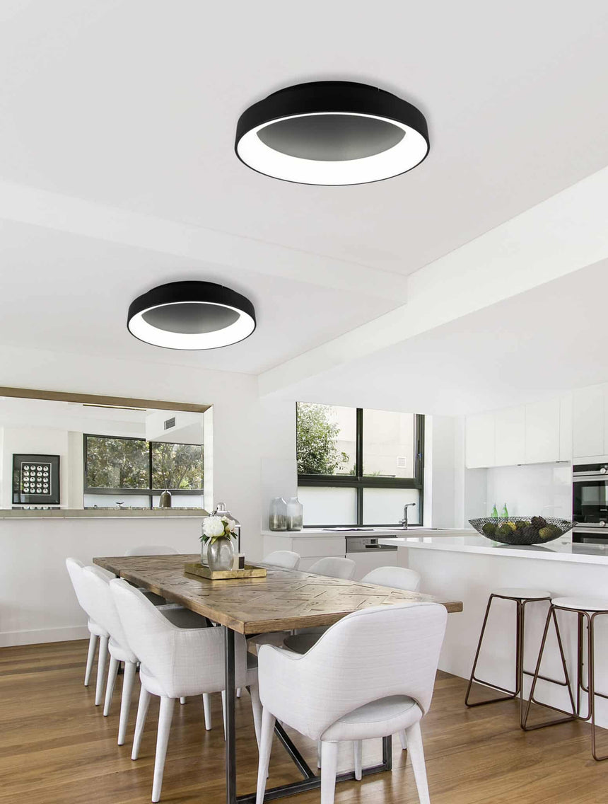 Trio Girona Plafón LED de metal estera negra 671290132