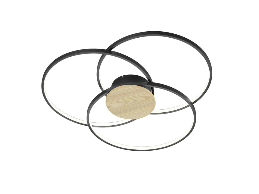 Trio Sedona Plafón LED de aluminio estera negra 673210332