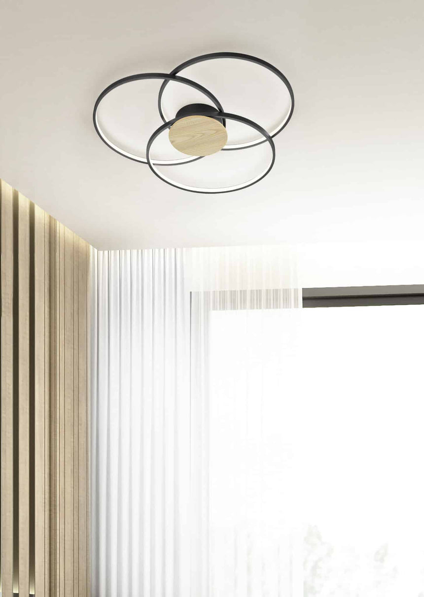 Trio Sedona Plafón LED de aluminio estera negra 673210332