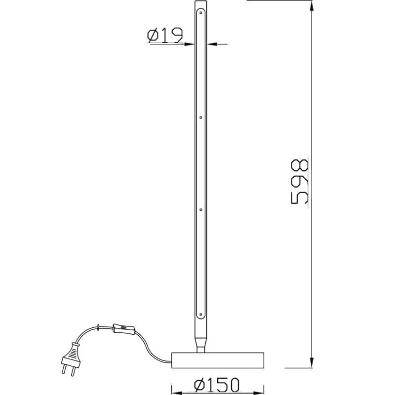 Plano de medidas - Mantra Torch Sobremesa grande LED blanco 6737