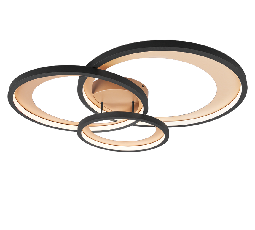 Plafón de techo Trio Granada LED negro mate 3000K regulable 71,5cm 6