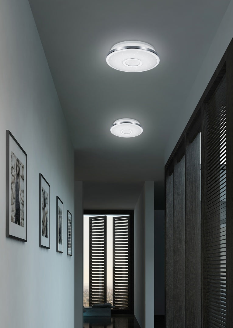 Plafón de techo Trio Osaka LED cromo CCT Ø42cm 678713006