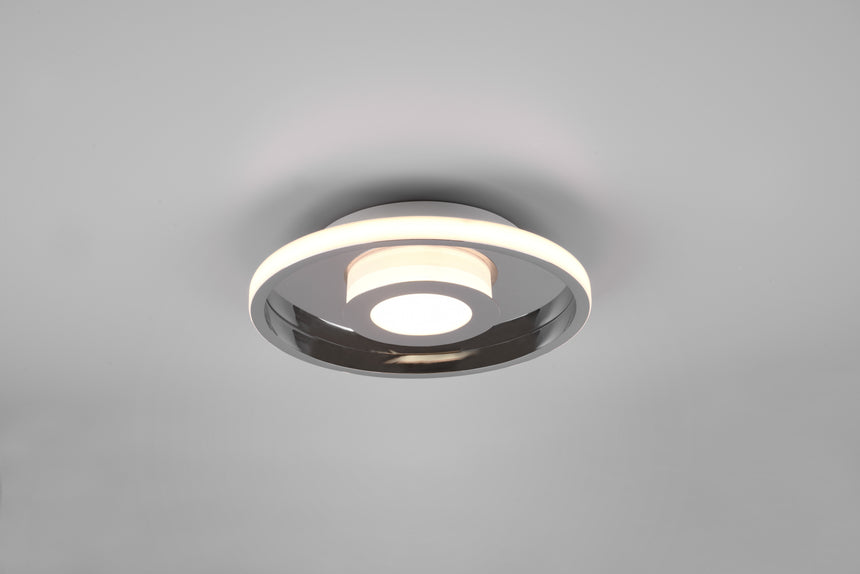 Plafón de baño Trio Ascari LED cromo 3000K IP44 Ø30cm 680810306