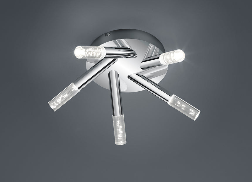 Plafón de baño Trio Bolsa LED cromo 3000K regulable IP44 Ø41,5cm 682410506