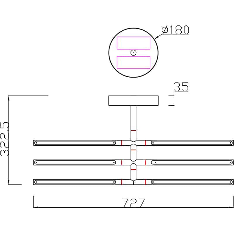 Plano de medidas - Mantra Torch Plafón LED 3 blanco 6827