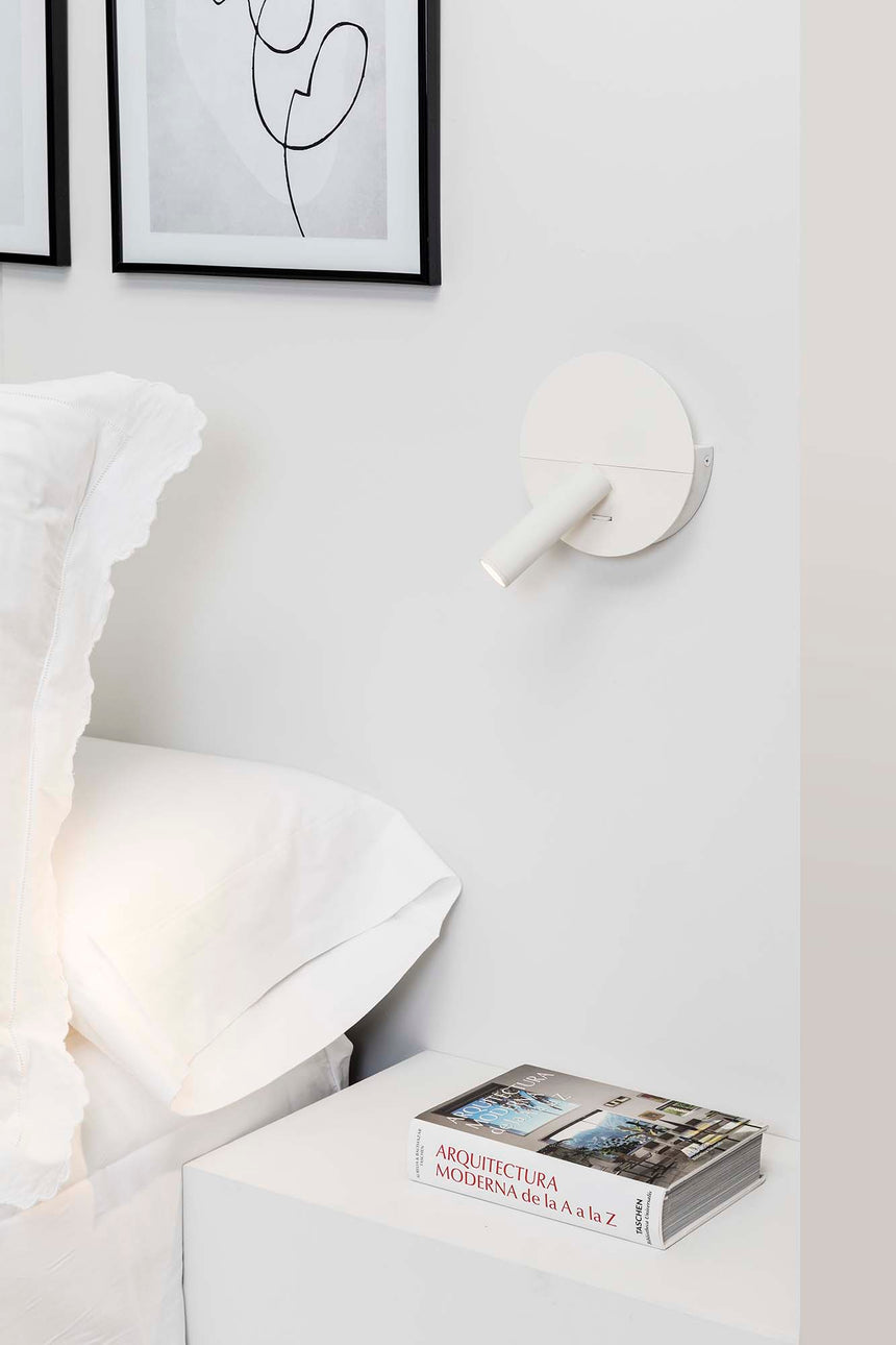 Lámpara de pared aplique Faro Duas con lector LED blanco mate 2700K 68467N