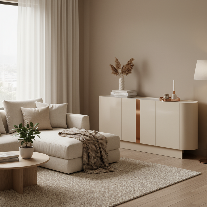 Aparador madera beige 4 puertas 180cm 68468