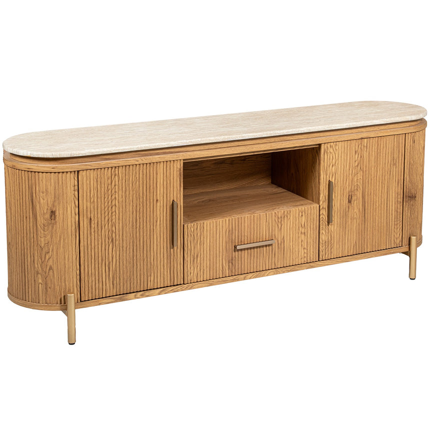 Mueble TV madera roble tapa mármol 160cm 68476