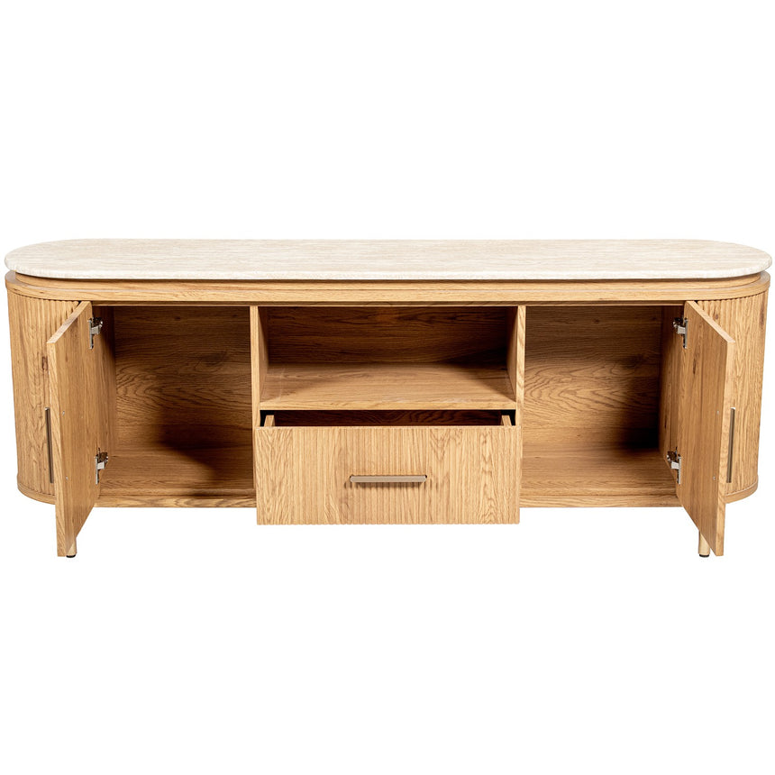 Mueble TV madera roble tapa mármol 160cm 68476