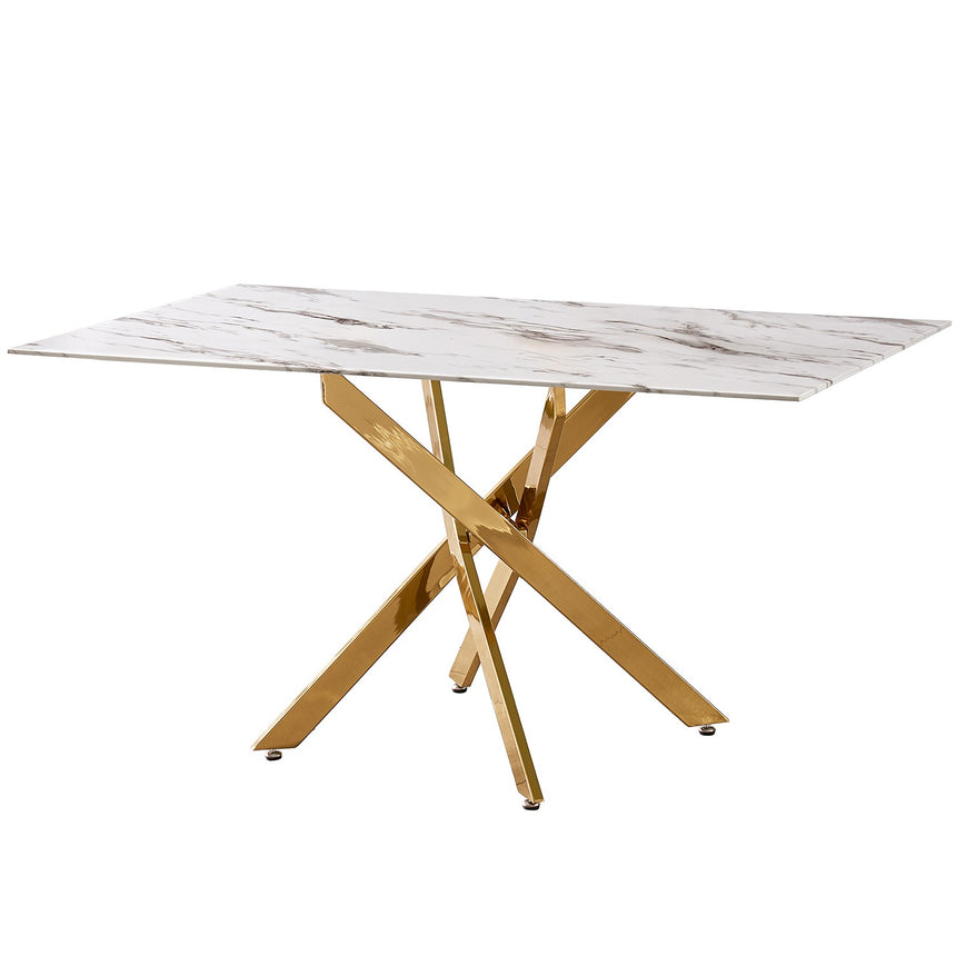 Mesa comedor cristal símil mármol 150x90x76cm 68486