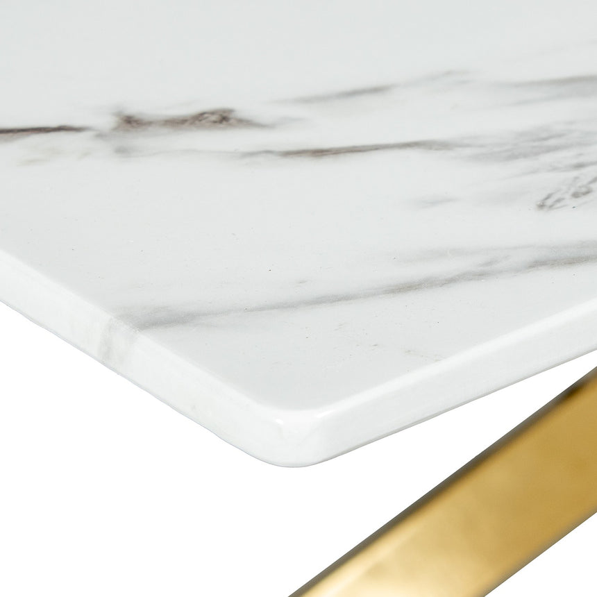 Mesa comedor cristal símil mármol 150x90x76cm 68486