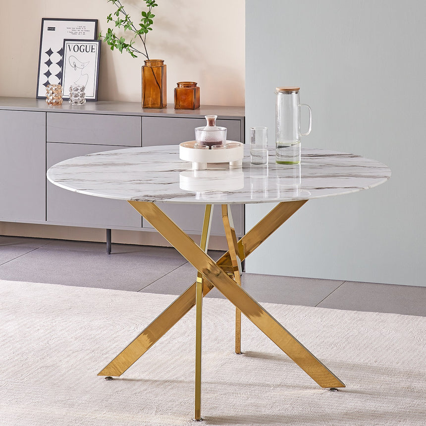 Mesa comedor cristal símil mármol 120cm 68487