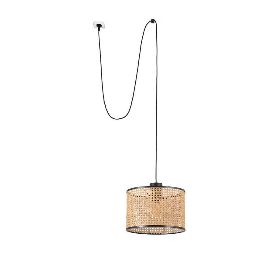 Faro MAMBO 320 Black/rattan pendant lamp with plug 68604-48