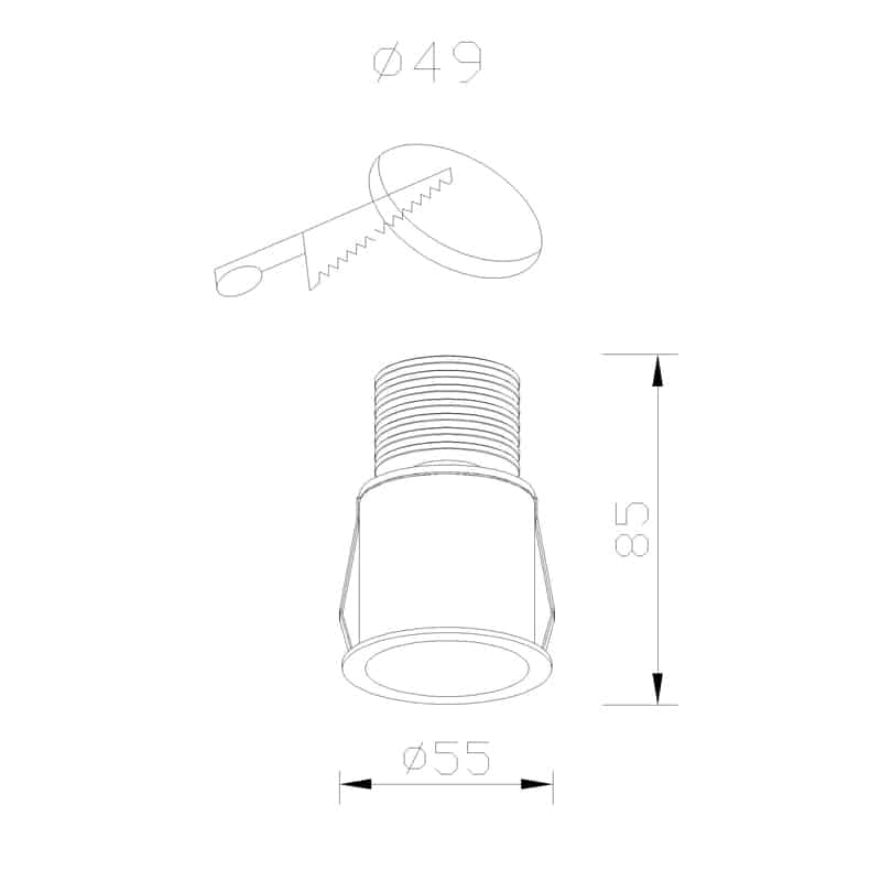 Plano de medidas - Mantra Guincho Empotrable LED blanco 6861