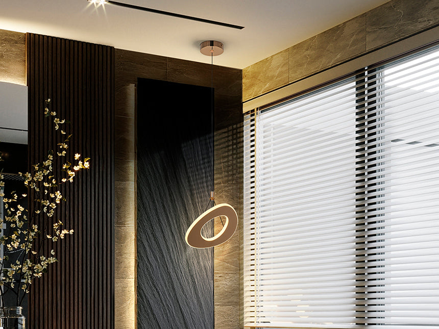 Lámpara de techo colgante Schuller Mirena 1 luz oro rosa acero 2700K 690683