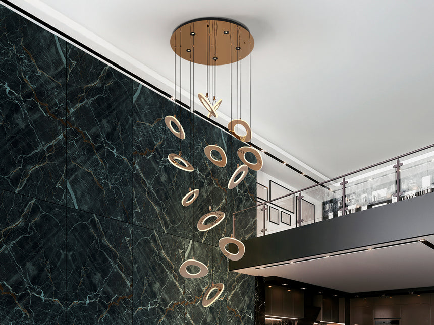 Schuller Mirena Lámpara de techo colgante 13 luces oro rosa 2700K 690928