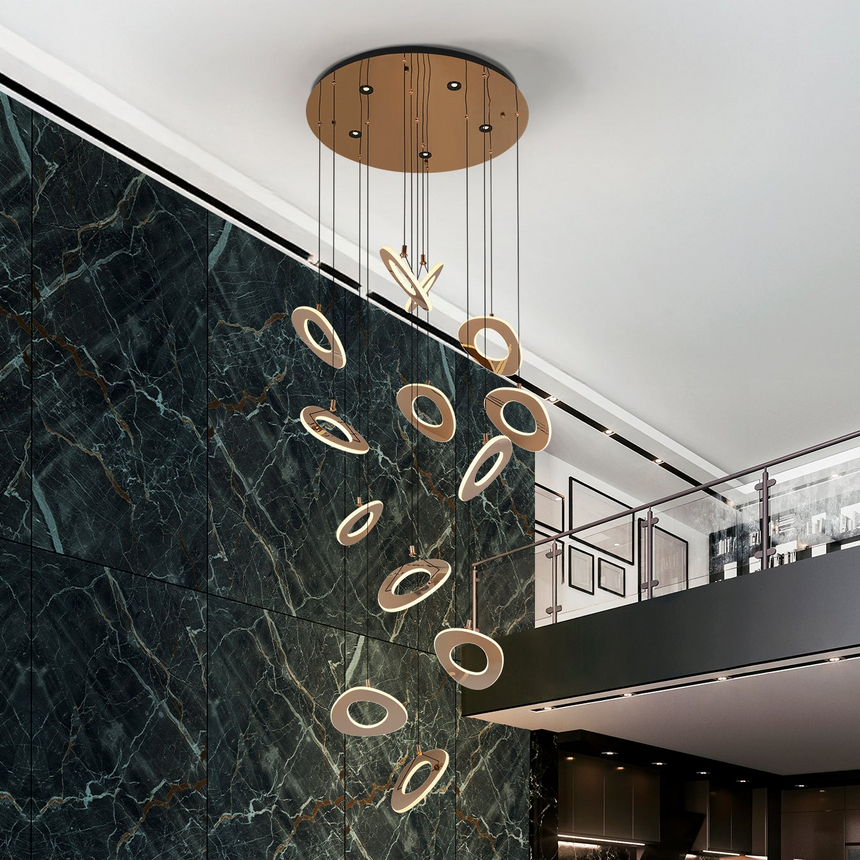 Schuller Mirena Lámpara de techo colgante 13 luces oro rosa 2700K 690928