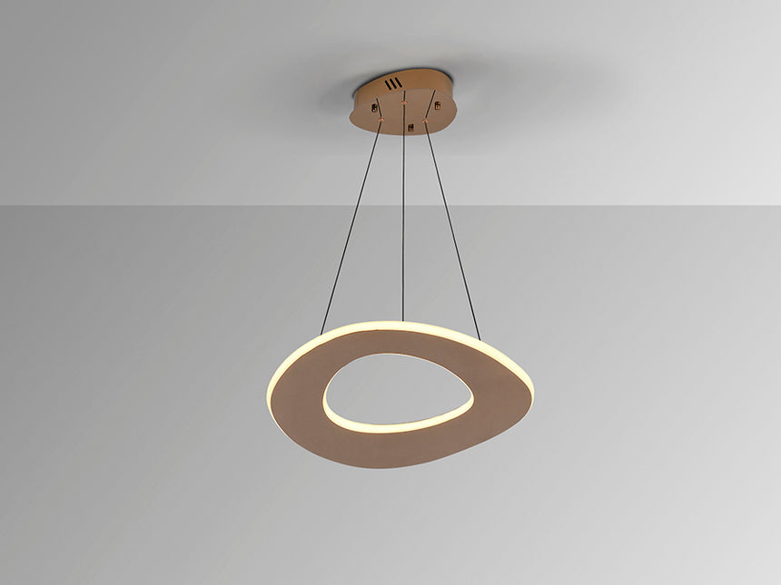 Lámpara de techo colgante Schuller Mirena 1 luz oro rosa acero CCT con mando Ø52cm 691079