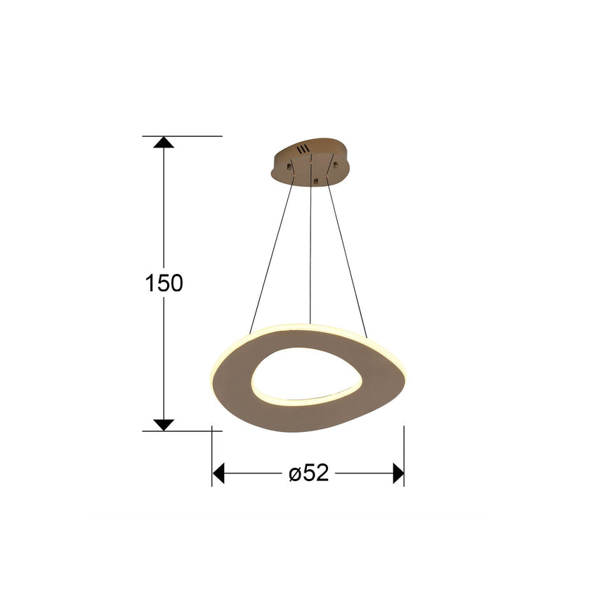 Lámpara de techo colgante Schuller Mirena 1 luz oro rosa acero CCT con mando Ø52cm dimensiones