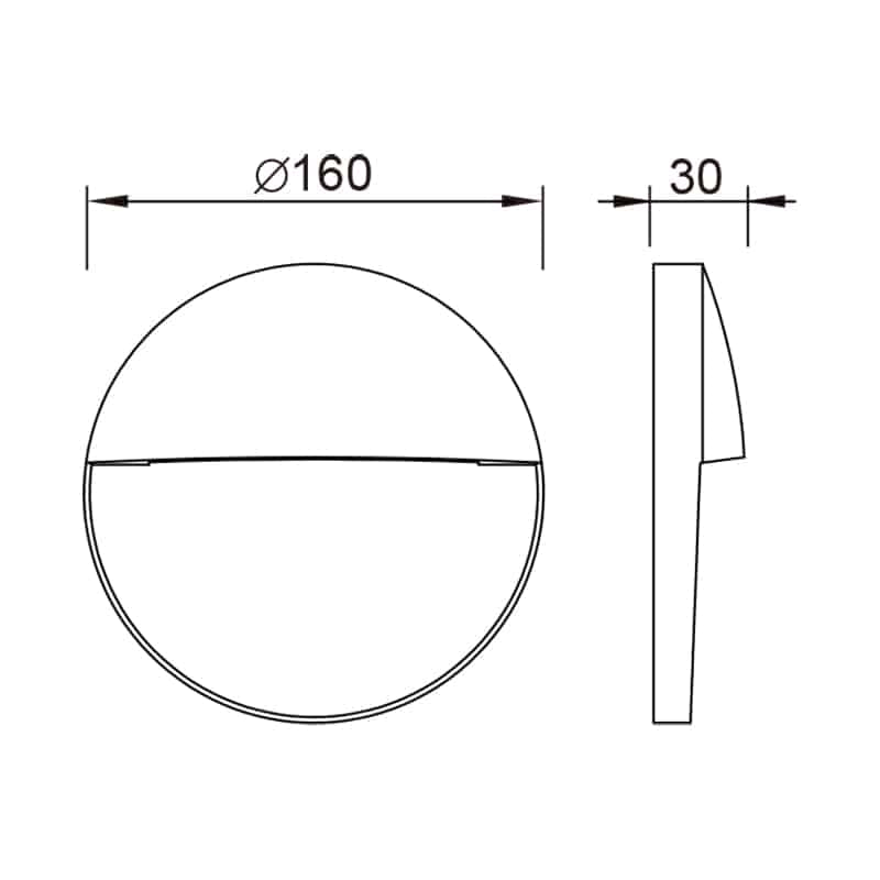 Plano de medidas - Mantra Baker Señalizador exterior LED IP54 blanco 7018