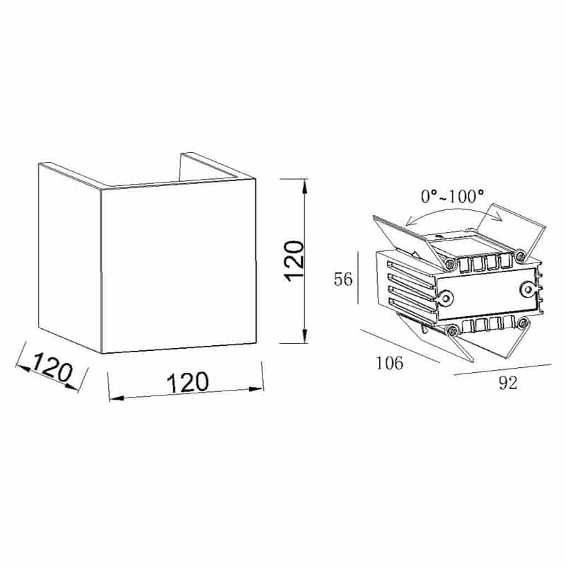Plano de medidas - Mantra Taos Lámpara de pared aplique gris piedra 7108