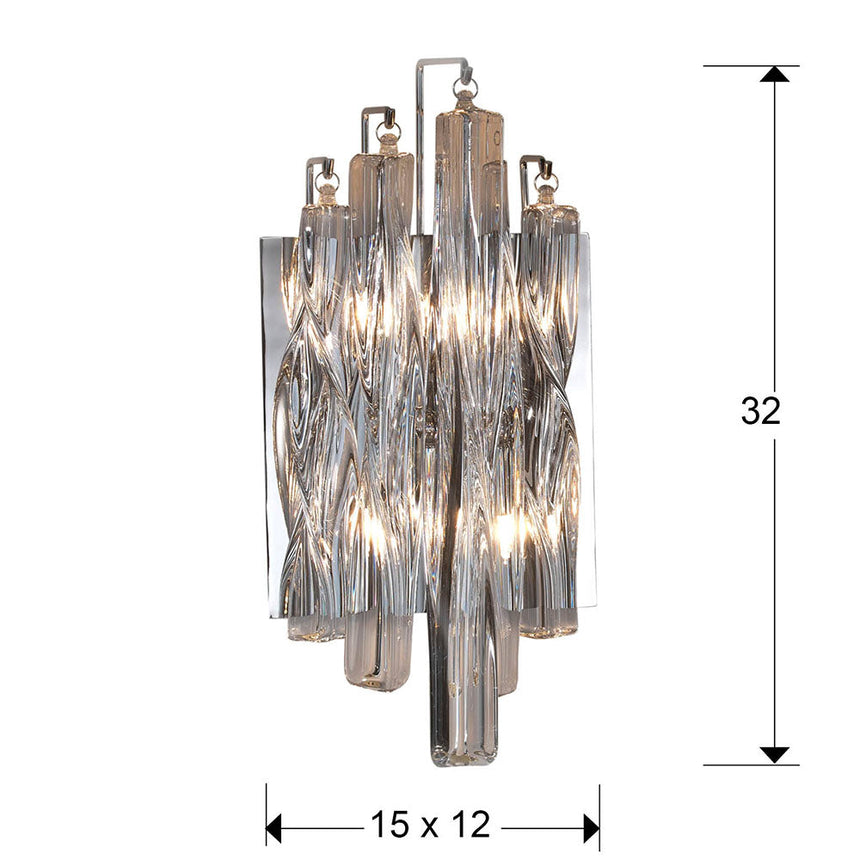 Medidas y dimensiones - Lámpara aplique de pared Schuller Manacor 2 luces cromo 711324