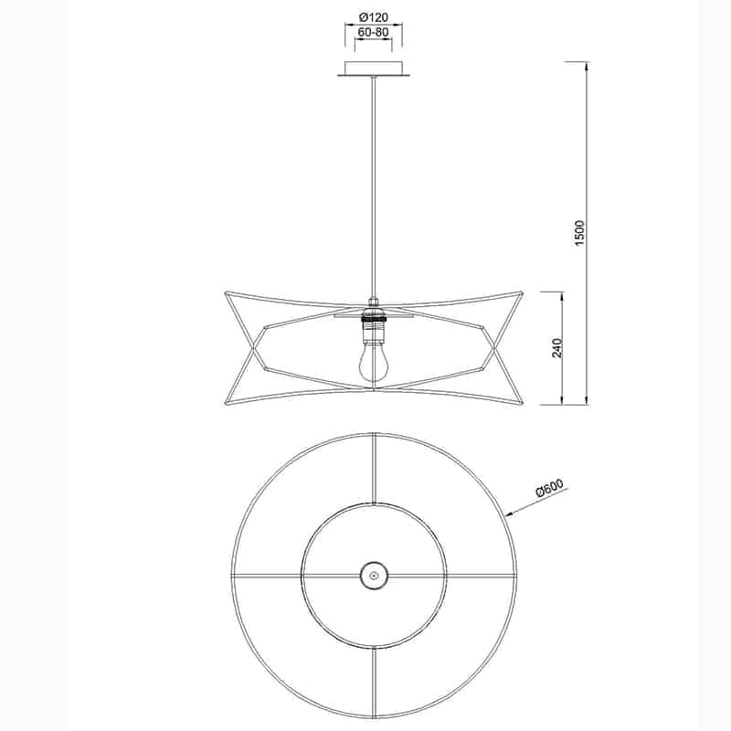 Plano de medidas - Mantra Polinesia Lámpara beige oscu Ø60cm 7130