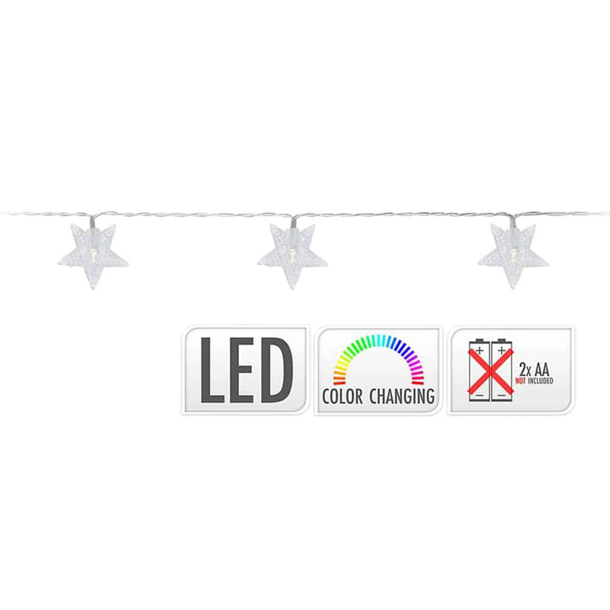 Elektro3 navidad Guirnalda A Pilas Fija 10 LEDs Con Estrellas Luz Multicolor 1,3M 71319