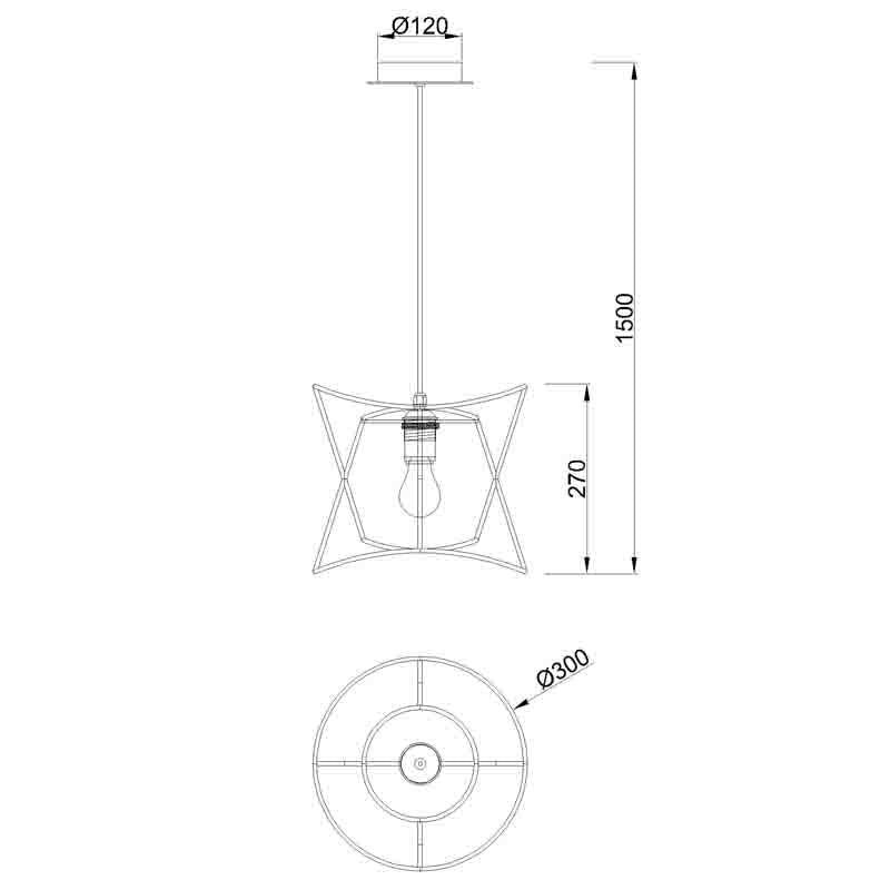Plano de medidas - Mantra Polinesia Lámpara beige oscu Ø30cm 7131
