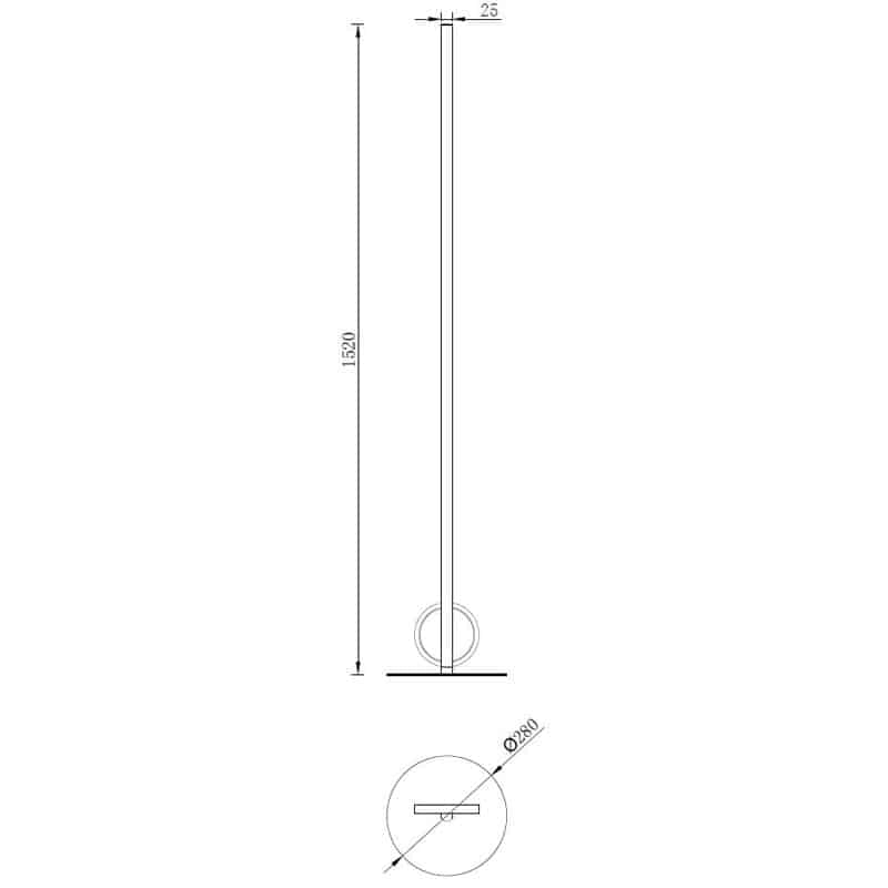 Plano de medidas - Mantra Kitesurf Lámpara de pie de salón LED negro 7146