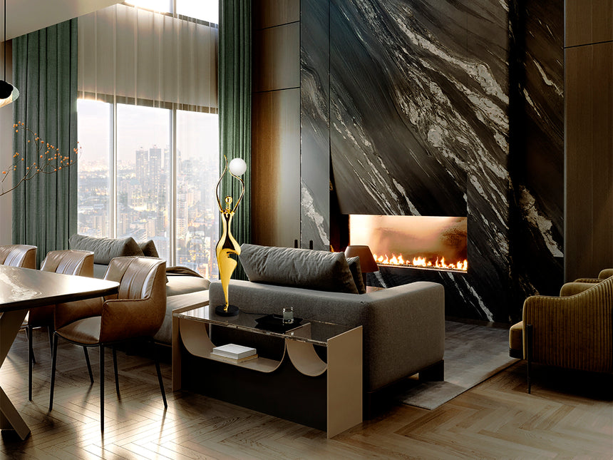 Lámpara de pie escultura bolas Schuller El Árbol 1 luz oro brillo y negro 3000K 84cm 715638 - vista alternativa