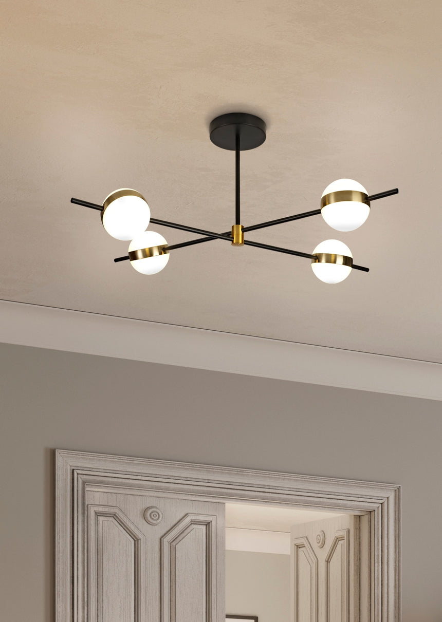 Mantra Cuba Plafón LED de techo dorado y negro 7162