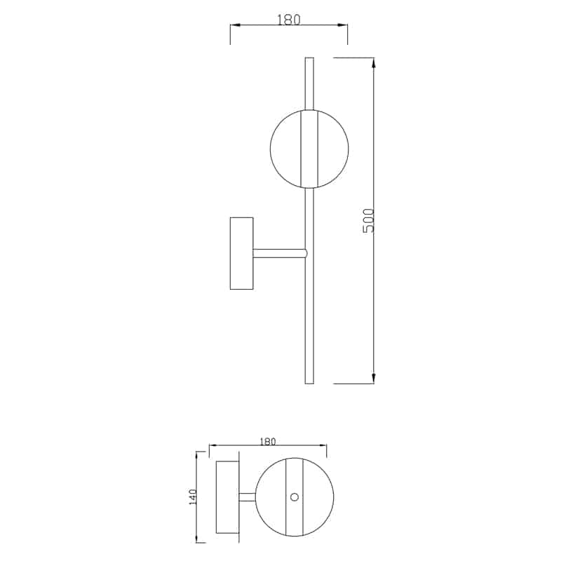 Plano de medidas - Mantra Cuba Aplique LED dorado, negro 7163