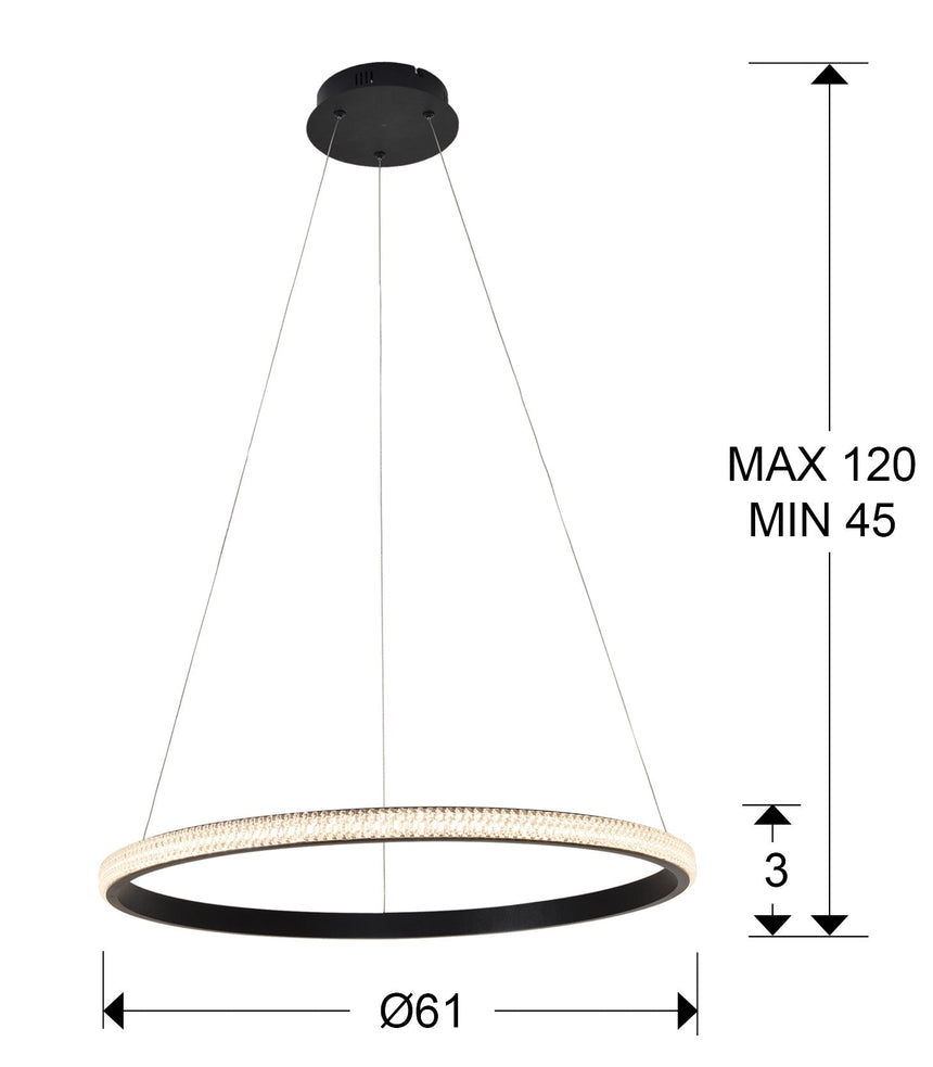 Schuller Ring Pendant Light with 1 Ring, Black 717526