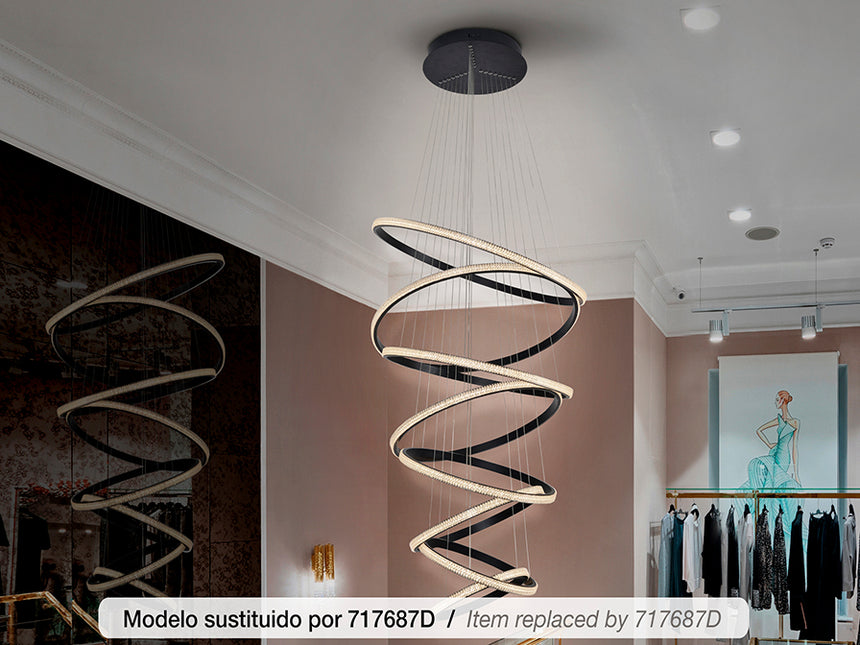Schuller Ring Pendant Light 8 Rings Black Dimmable 717687B