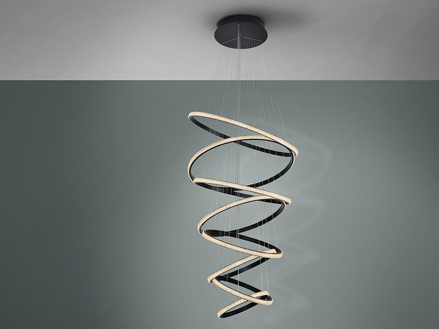 Schuller Ring Pendant Light 8 Rings Black Dimmable 717687B