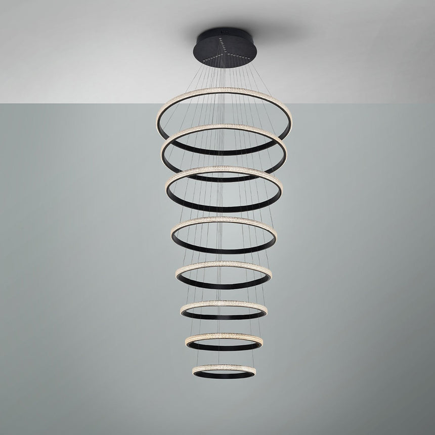 Schuller Ring Lámpara de techo colgante de 8 aros negros dimable 717694D