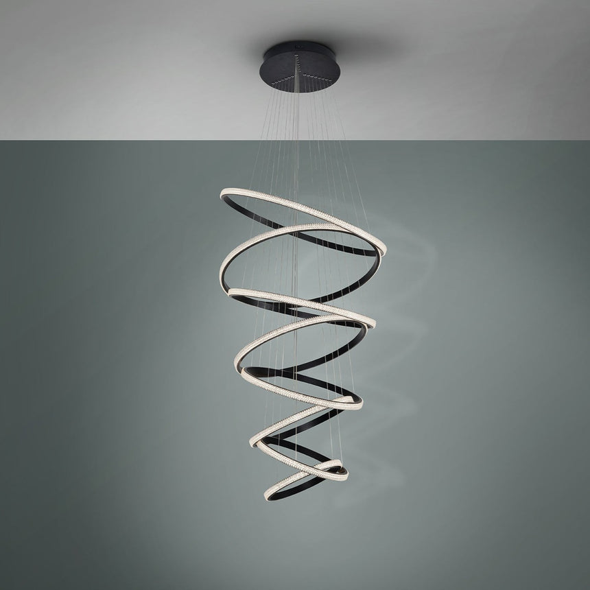 Schuller Ring Lámpara de techo colgante de 8 aros negros dimable 717694D