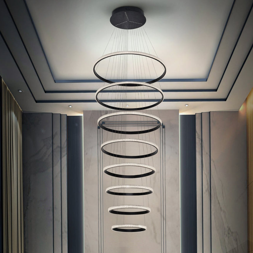 Schuller Ring Lámpara de techo colgante de 8 aros negros dimable 717694D