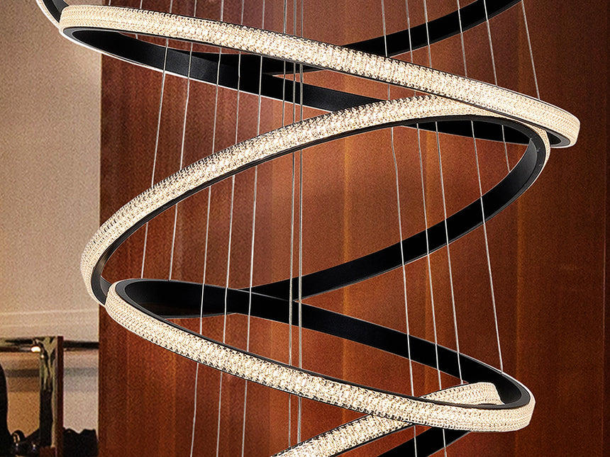 Schuller Ring Lámpara de techo colgante de 8 aros negros dimable 717694D