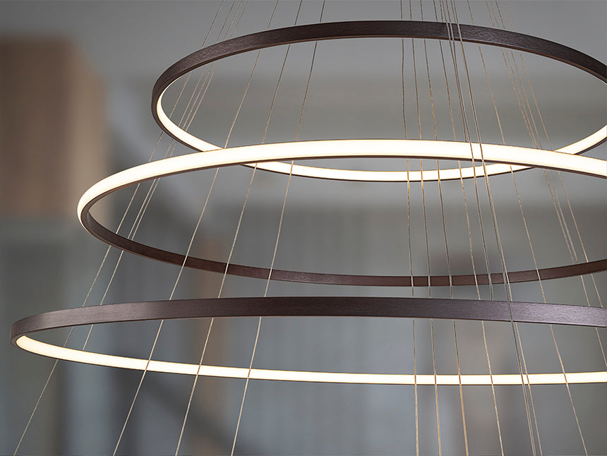 Lámpara de techo colgante de 7 aros Schuller Odessa grande bronce oscuro CCT con mando 718059 - imagen 4