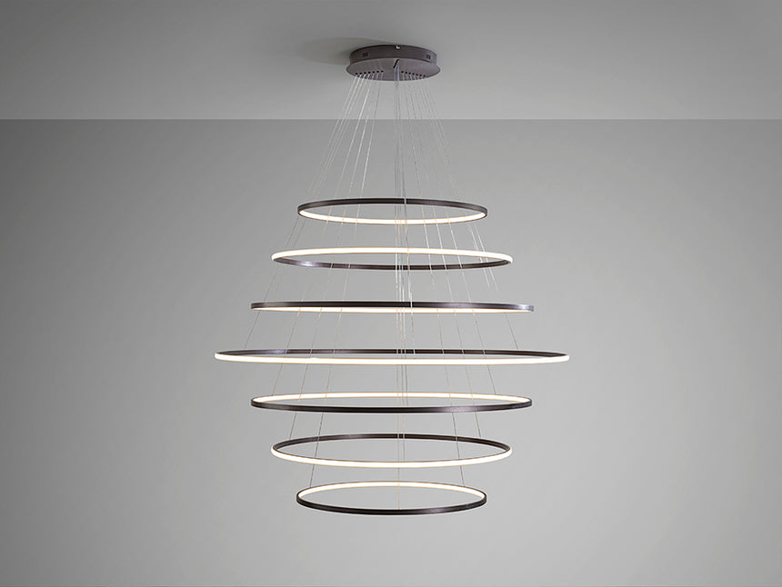 Lámpara de techo colgante de 7 aros Schuller Odessa grande bronce oscuro CCT con mando 718059 - imagen 5