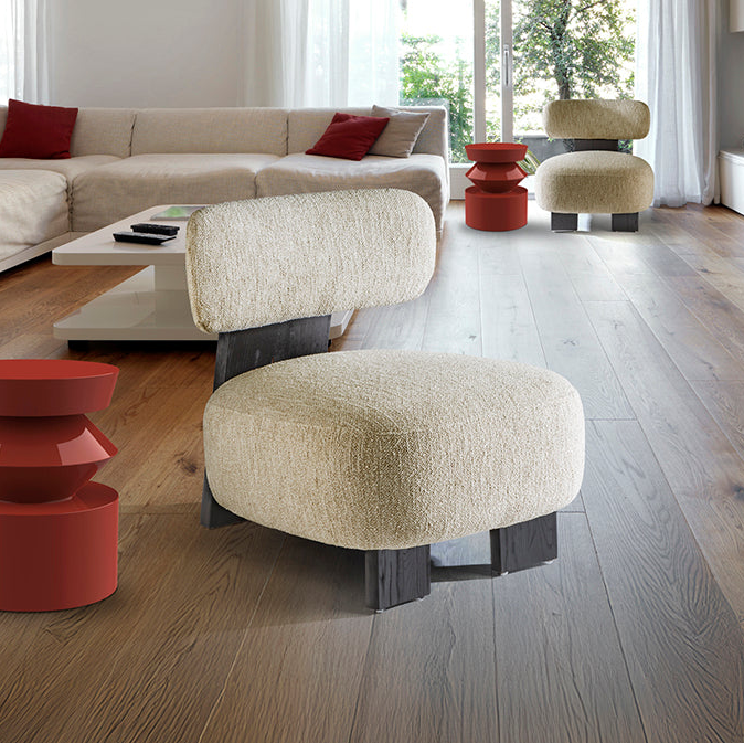 Sillón butaca Schuller Topaz negro jaspeada y madera 71x78cm 718745