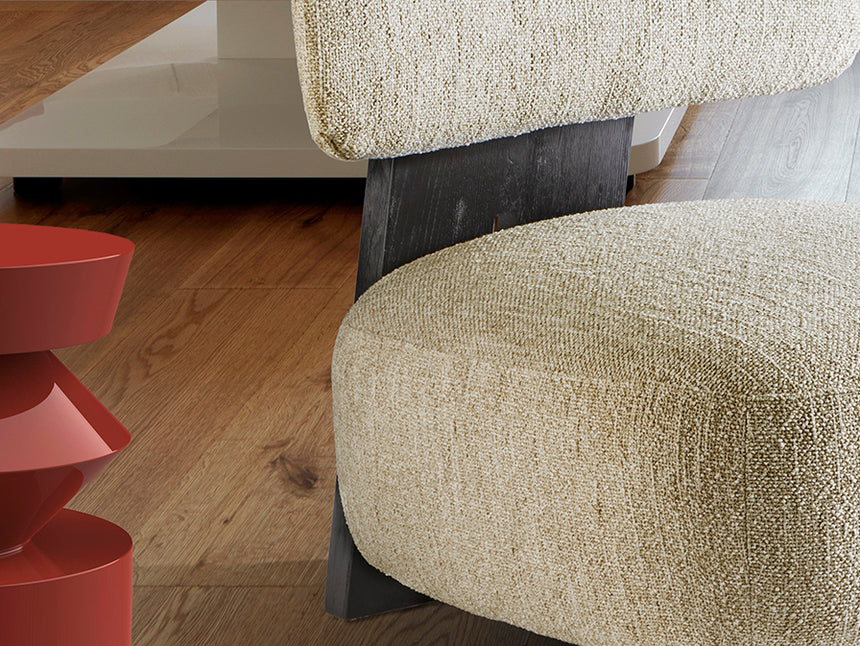 Sillón butaca Schuller Topaz negro jaspeada y madera 71x78cm 718745