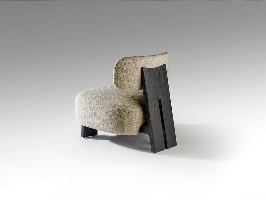 Sillón butaca Schuller Topaz negro jaspeada y madera 71x78cm 718745